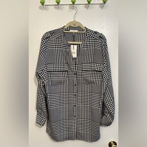 Calvin Klein Houndstooth Blouse, Size 0X, NWT